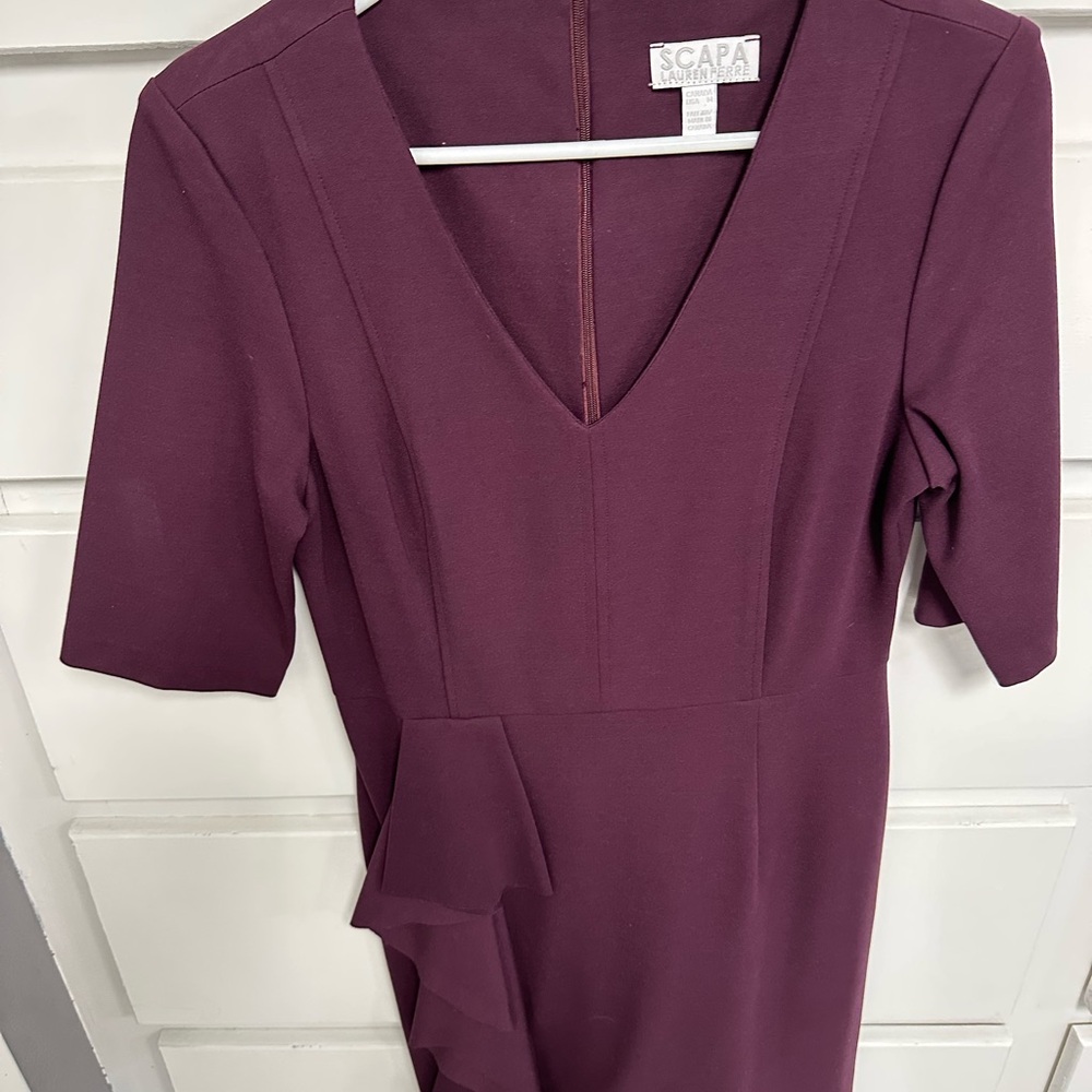 Scarpa Plum V-Neck Ruffle Midi Dress